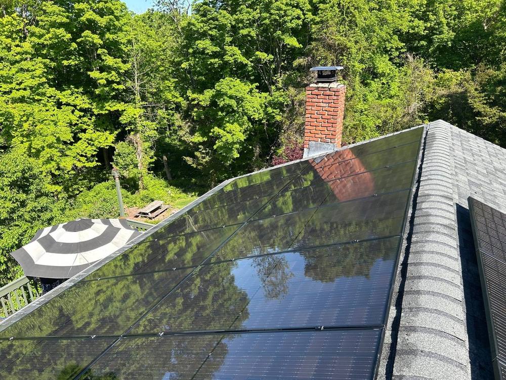 Close view of soiled solar panels before cleaning