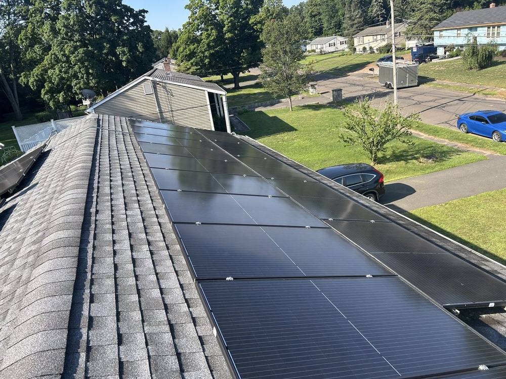 Wide view of a cleaned residential solar installation